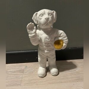 Unique White Porcelain Dog in Space Suit Decor vase